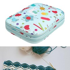 Portable Crochet Hook Case Storage Bag with Mesh Pockets for Knitting Tools
