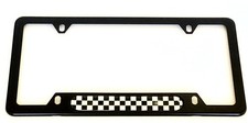 Black White Checkered Flag Racing License Plate Frame Stainless Steel Black White Checkered Flag Racing License Plate Frame Stainless Steel