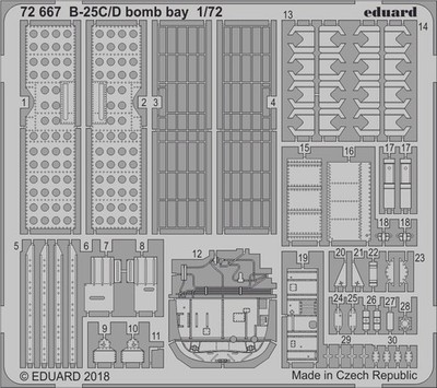 MW22 EDUARD 72667 B-25C/D BOMB BAY  1/72 PE SET for AIRFIX