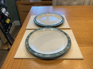 Denby Azure Coast Salatteller x 2 Steingut Geschirr sehr guter Zustand Posten A