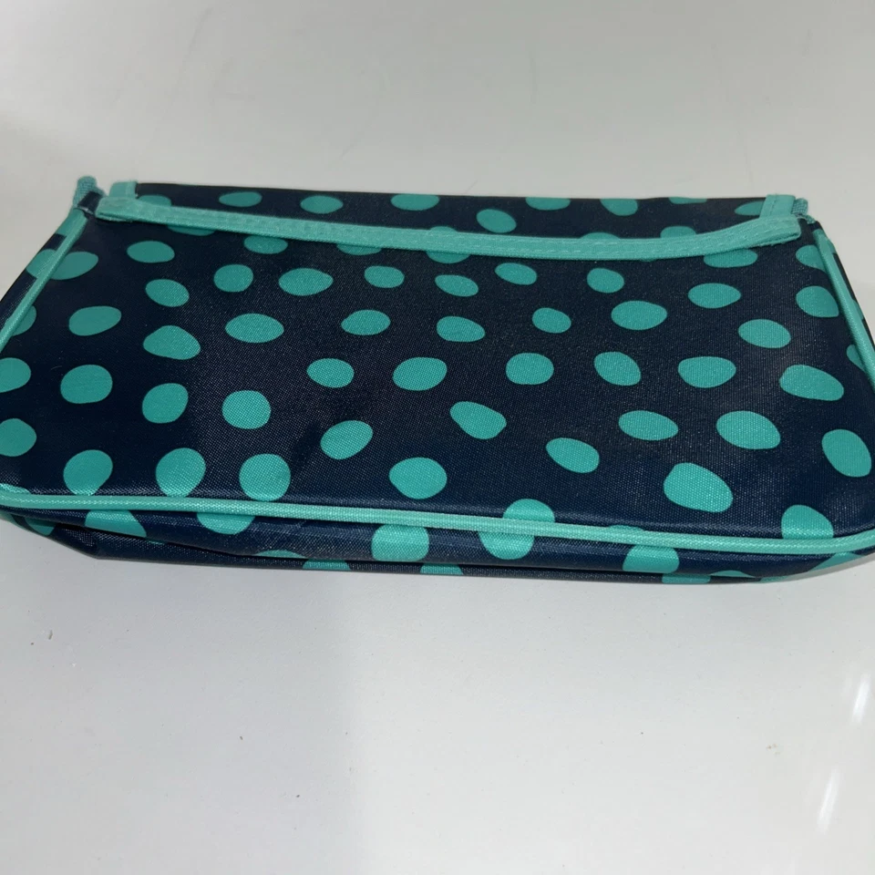 Thirty-One Navy And Green Polka Dots Tri-Fold Makeup Organizer **NEW - Image 4 of 4
