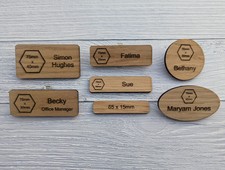 Custom Wooden Name Badges for Conferences and Events, Event Name Badges