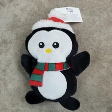Merry & Bright Christmas Holiday Dog Toy Penguin Plush Squeaker