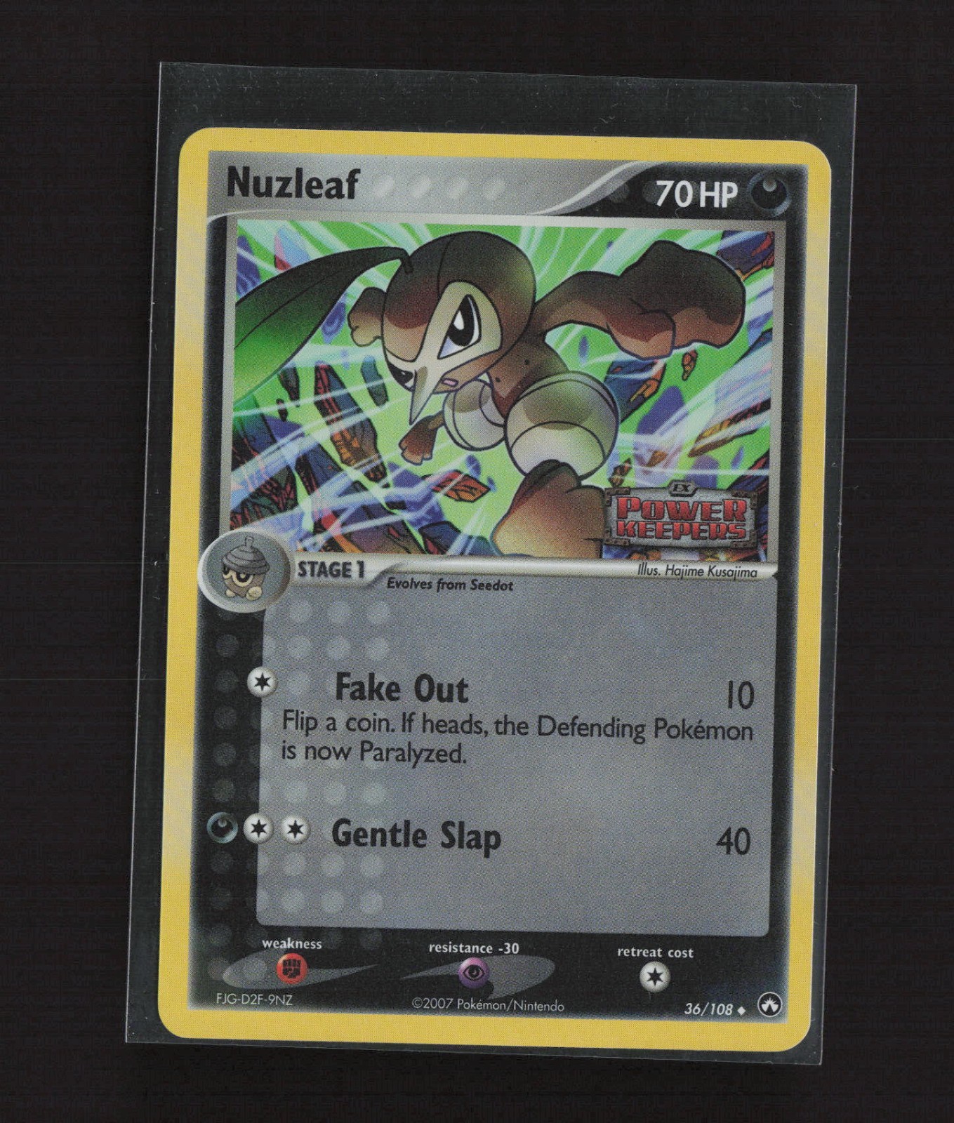 2007 Pokemon Nuzleaf Power Keepers Reverse Holo 36/108 Stamped