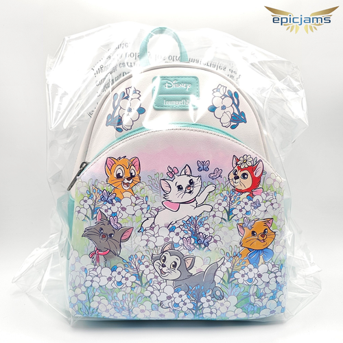 Mini sac à dos Loungefly Disney chats champ de fleurs vert floral neuf - Photo 11/11