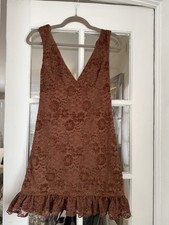 ASOS Lace v Front Mini Dress With Grill Hem In chocolate Size Small