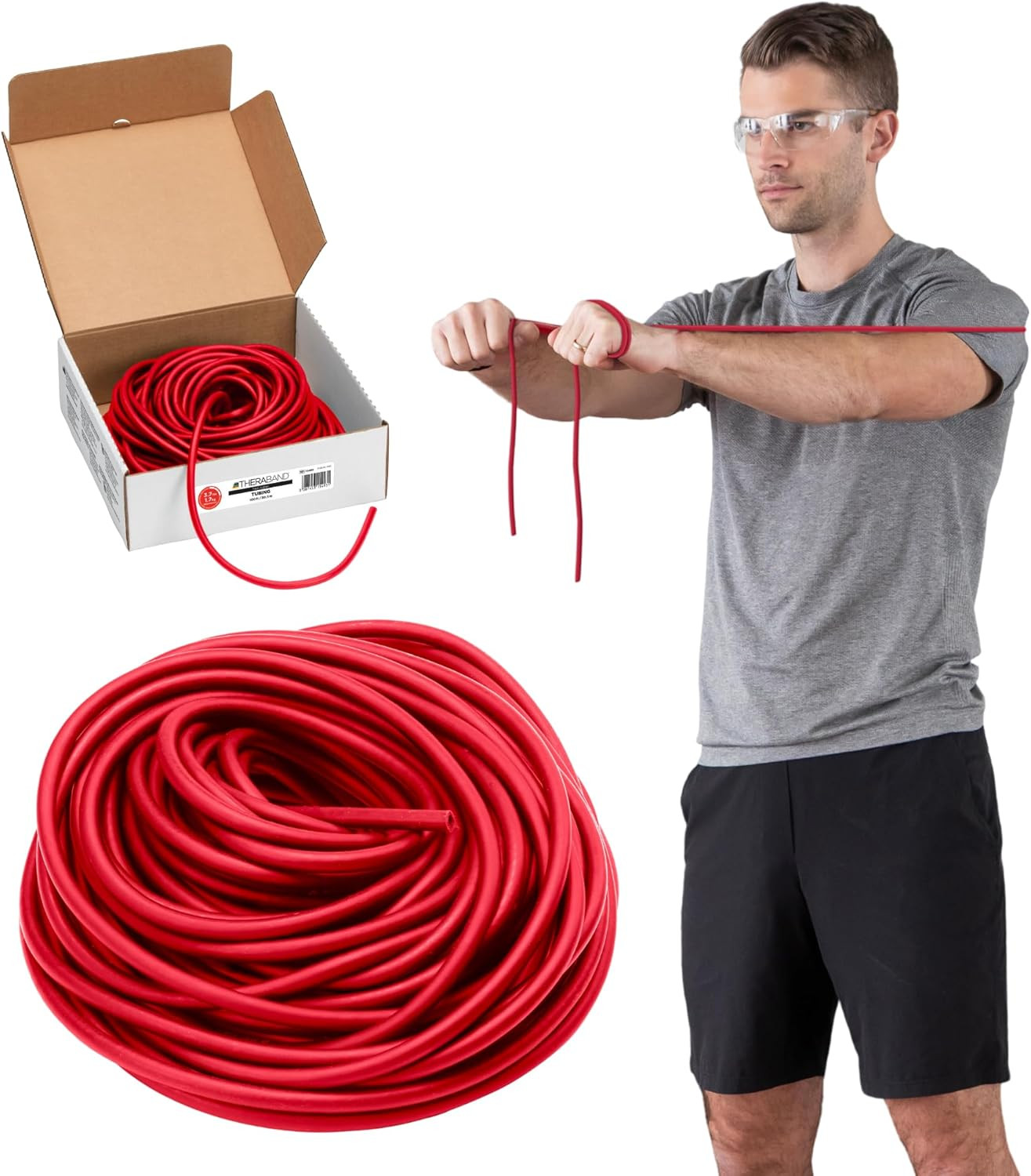 Resistance Tubing, Red, Medium Level 2, 100 Ft Roll, Latex-F