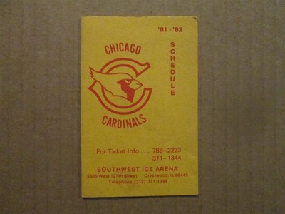 CHL Chicago Cardinals Vintage Defunct Circa 1981-82 Team Logo Pocket Schedule