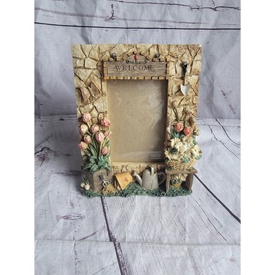 3D Gardener Design On Distressed-Stone Resin Tabletop Frame Fits 3x4.5''