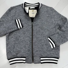 Tucker + Tate Soft Knit Full Zip Jacket Boys 6 Gray Black White Back to School