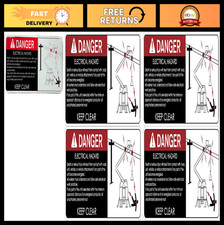 4 Pack Bucket Boom Truck Safety Decals - Electrical Hazard Warning Stickers