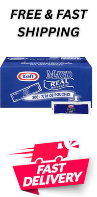 Kraft Real Mayo Mayonnaise Single Serve Pouches, 200 Count - Convenient & Fresh!