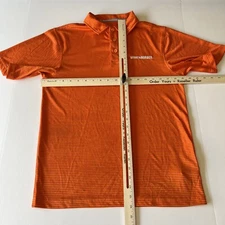 Whataburger Employee Polo Shirt Mens Small Orange Striped Uniform Stretch Fabric
