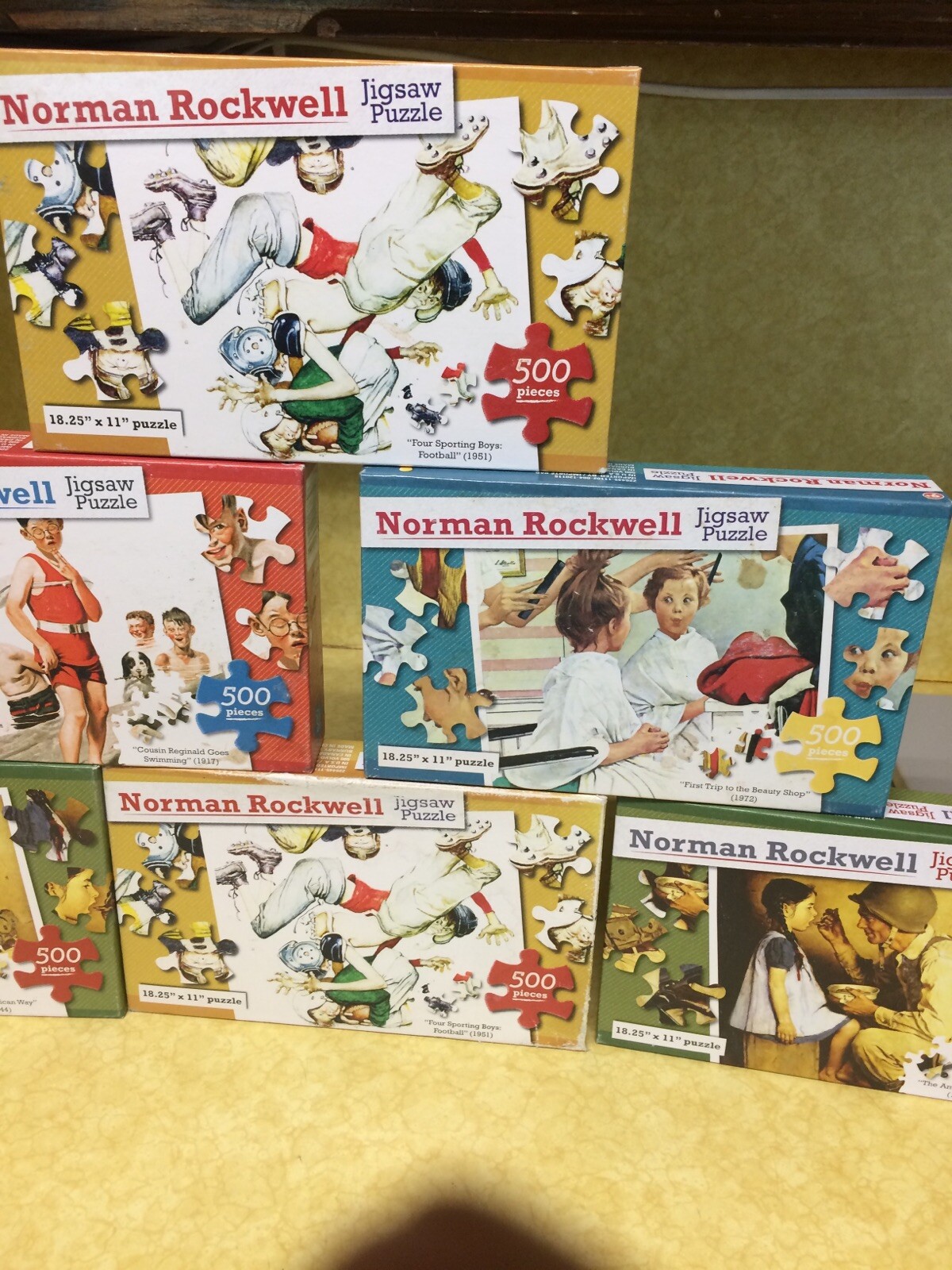 6ea Norman Rockwell Jigsaw Puzzles 18.25" x 11" 500 pcs each New ...