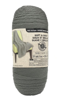 Loops & Threads, Soft & Shiny Solid Yarn, Gray, 6 Oz. Skein