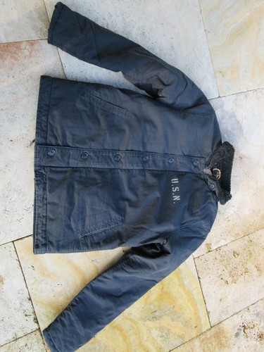 Vintage US Navy Blue USN Deck Jacket N-1 Winter Jacket Army Rockabilly Heritage - Picture 4 of 7