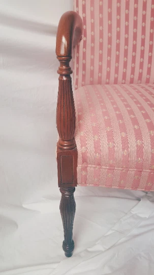 Beautiful Striped Fabric Mahogany Chair (LOCAL Pick-up Only) - Image 2 of 4