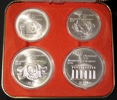 1976 OLYMPIC COINS 4 Coin Set - Zeus,Temple,Athlete 1976 OLYMPIC COINS 4 Coin Set - Zeus,Temple,Athlete