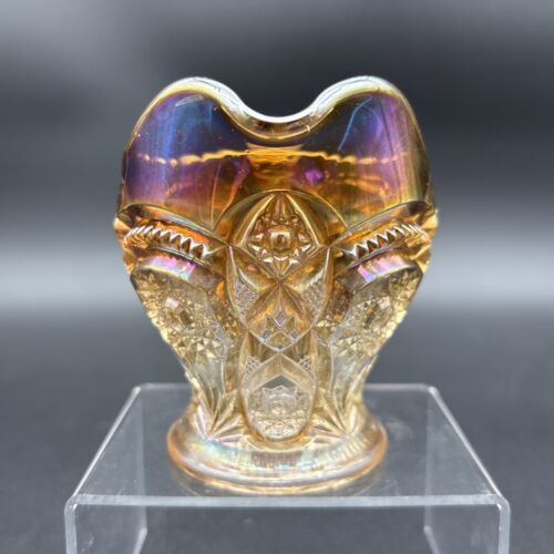 Imperial Smoke (Marigold Overlay) Fashion Carnival Glass Creamer And Sugar - Picture 18 of 24