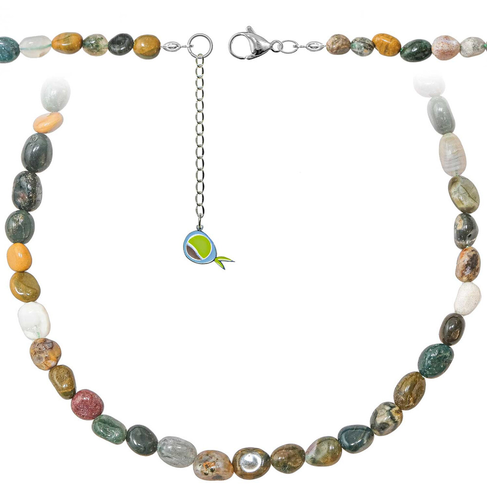 Collier en jaspe océan aux nuances naturelles uniques et perles de 5-8mm de qualité supérieure