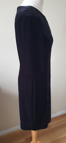 Connected Apparel Black Stretchy Velvet Dress Knee Length Size 10 - Picture 4 of 10
