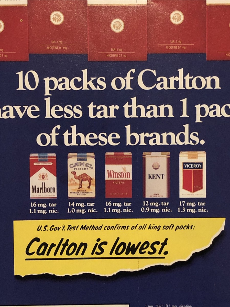 popular cigarettes in the 90s 1992 Carlton Cigarettes VTG 1990s 90s PRINT AD Less Tar These Brands  Combined