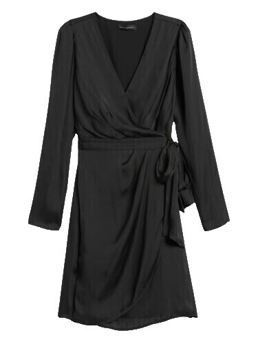 knee length dresses for ladies Pre-Loved BR Banana Republic Women's Bias-Cut Satin Midi Dress Black Size L  – Elle & Beck main image 1