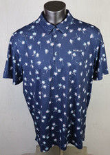Mens Hurley Polo Shirt Size XL Blue Floral Short Sleeve Performance Polyester