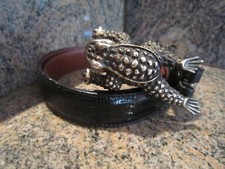 Kieselstein-Cord Sterling Toad Buckle with Black Lizard Belt Size 1