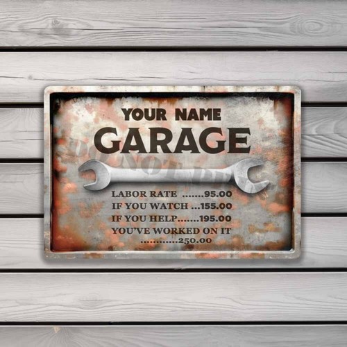 Personalized Rusty Scrap Metal GARAGE Sign Man Cave Custom Gift SIGN or DECAL - Picture 5 of 8