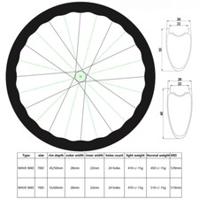Carbon Road Gravel Bicycle Wheel Rim 28mm 22mm Width 50mm 60mm Depth Tubeless