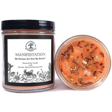 Manifestation Affirmation Crystal Candle Wealth Prosperity Success Wiccan Pagan 