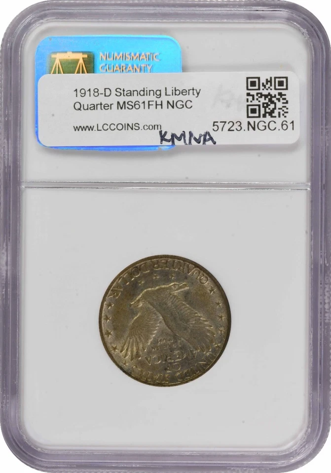 1918-D Standing Liberty Silver Quarter MS61FH NGC - Image 2 of 2