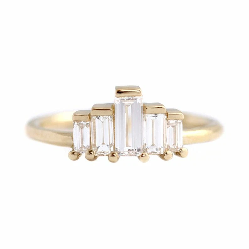 Art deco baguette engagement ring outlet