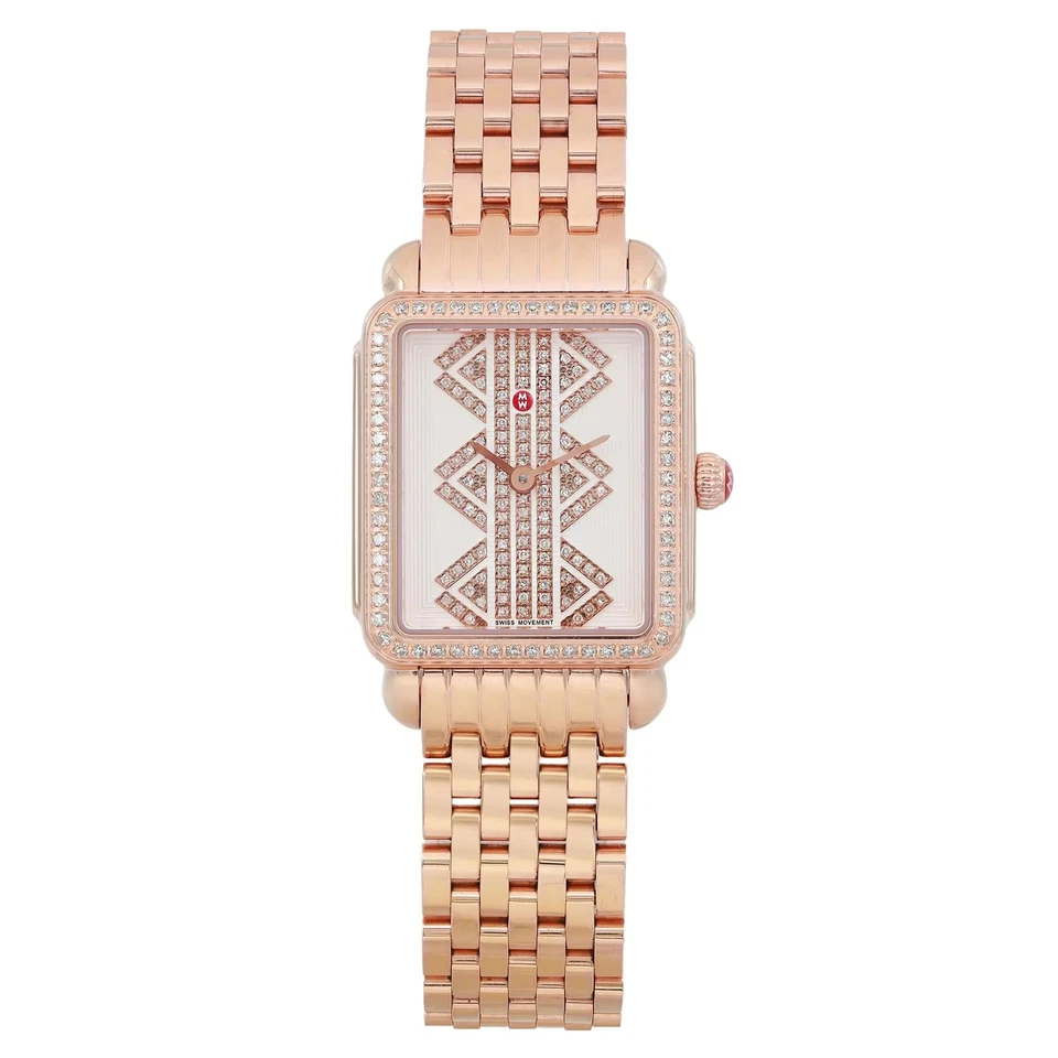 Michele Deco II Mid Steel Diamond White Dial Ladies Quartz Watch MWW06I000021