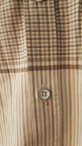 Men's Five Four Long Sleeve Button Down Bernard Plaid/Striped Tan Shirt, XL, NEW - Picture 3 of 9