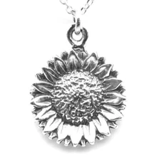 Sterling Silver Sunflower Charm Necklace #9356