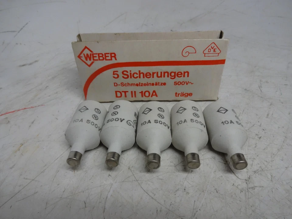 Box of 5 Weber Sichergungen DTII 10 A 10 Amp 10 A Bottle Fuse 10A DT11 10A - Image 4 of 4