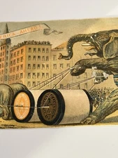 Antique Victorian Trade Card 1800 Willimantic Sewing Thread Elephant Jumbo Rolls