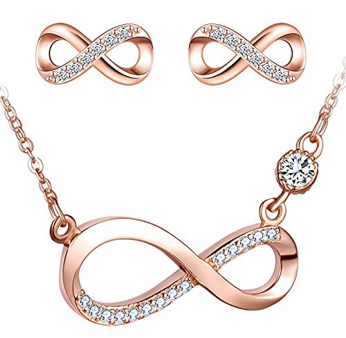 Collier Et Boucles D'oreilles Trèfle Infini - Argent 925 Et Zircon - Ensemble De Bijoux Femme - Cadeau élégant - 12