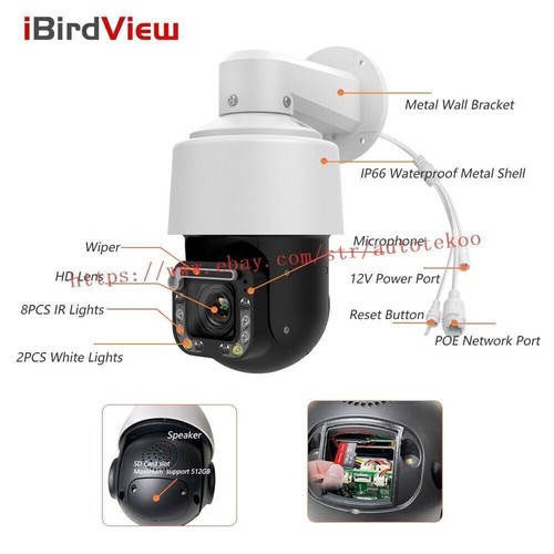 8MP 4K PTZ IP Camera High Speed Dual Light 36XZoom Auto Tracking Mic&Speaker PoE - Bild 9 von 15
