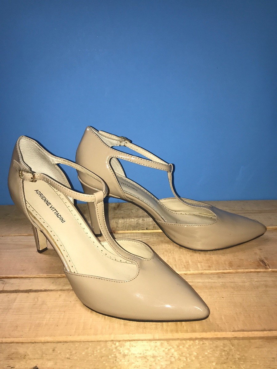 Escarpins Adrienne Vittadini En Cuir Verni Noir - Taille US 6.5 - Bout Ouvert, Sangle élastique
