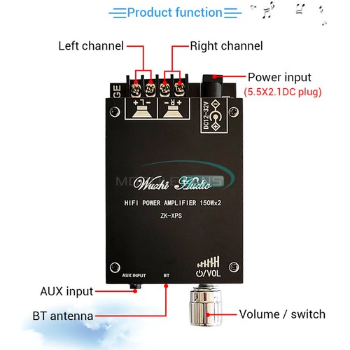 High power 150W*2 Digital Power Amplifier Board DIY Kits Bluetooth AUX TDA7498E - Picture 6 of 32