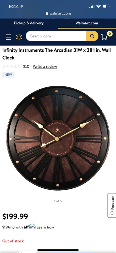 "Reloj de pared grande Infinity Instruments Arcadian 31""" Foto 4 de 4