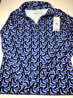 Pull 1/4 Zip Vineyard Vines Performance - Taille M Fille - Motif Baleine Et Géométrique Bleu - Neuf Avec étiquettes