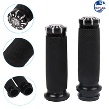 Black 1" Electronic Throttle Hand Grips Handlebar Fit For Harley Touring 2008-up