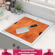 Kitchen Sink Stainless Steel Flushmount Sink Workstation Sink w/ Cutting Board