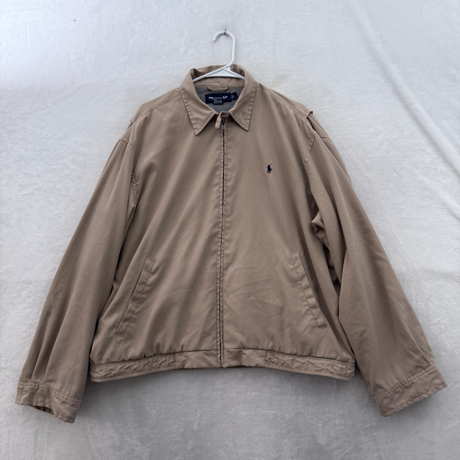 Polo Golf Ralph Lauren Harrington Giacca Uomo L Beige Full Zip Pony Linea Plaid