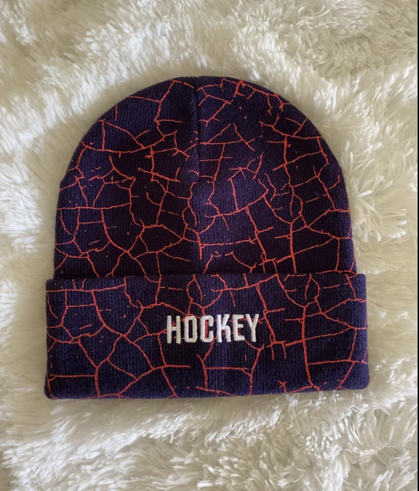 Hockey Crackle Beanie Hat Midnight Purple/Red