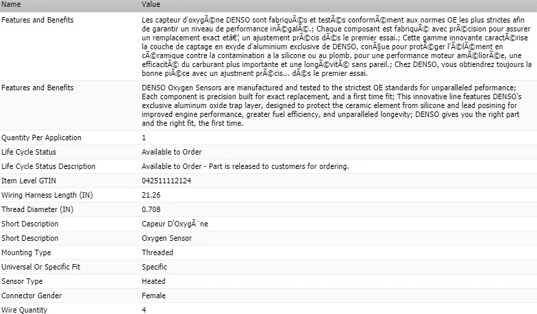 Denso Downstream Oxygen Sensor for 2003-2005 JAGUAR S-TYPE V6-3.0L - Image 2 of 4